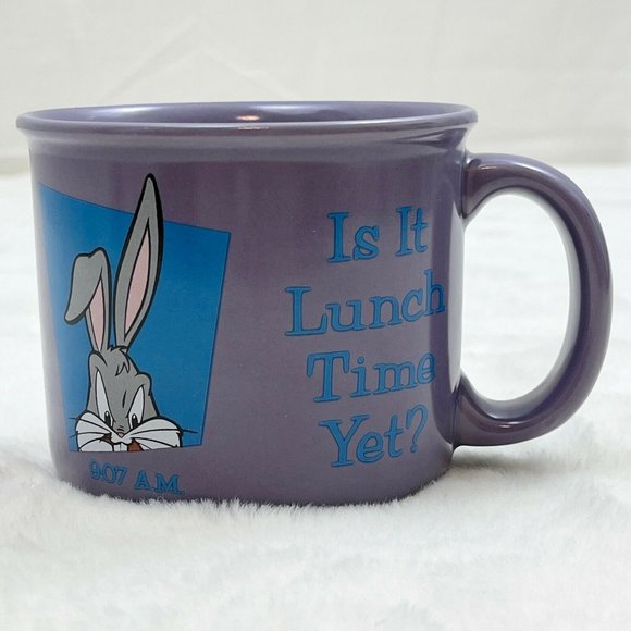 Vintage 1997 Warner Bros. Bugs Bunny Is It Lunch Time Yet 14oz Mug Purple - Picture 1 of 8
